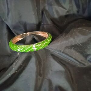 Green Hinged Bangle Bracelet
